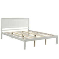 Кревет за платформа за големина на кралицата, модерна рамка за кревети со модерна премија од дрво со глава и силна поддршка