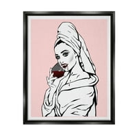 Tuphel Pink Vampire Fashionista Пиење вино убавина и модно сликарство црна плови врамена уметничка печатена wallидна уметност
