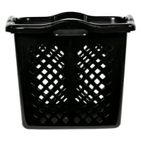 Домашна логика Бушел Лампер пластична корпа за перење со сребрени рачки, црна