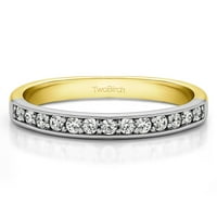 РИНГ Невестински сет: прстен за ангажман со дијаманти и центар Моисанит во 14К злато со два тона