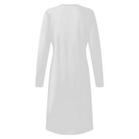 Фустан За Жени, Женски Џеб Со Долги Ракави Секојдневен Лабав Фустан Со Маица Белиот