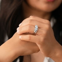 2. КТ Моисанит 3-камен ангажман прстен свадбен бенд невестински сет во Стерлинг сребро