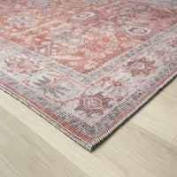 Обединети ткајачи шарм што блескаат килим со преодна гранична област, Кримсон, 6 '6 9' 2