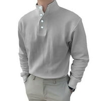 Мажи Обични Лабави Цврсти Врвови Со Долги Ракави Фустан Кошула Блуза Копче Надолу Кошула