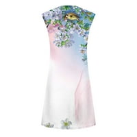 Whlbf Летни Фустани За Жени Дозвола Под $ Плус Големина,Женска Мода Обична Летна Еднобојна Блуза Со Кратки Ракави Со Тркалезни