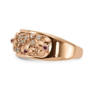 Примарно злато Карат розово злато дијамант и рубин цвет прстен