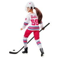 Барби Хокеј Играч Модна Кукла Облечена Во Дрес И Шлем Со Заоблена Форма И Додатоци За Хокеј