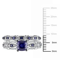 CT CT Miabella Women's Freated Blue Sapphire и CT Diamond Winding Ring поставен во 10KT бело злато
