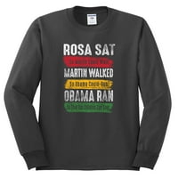 Дивиот Боби Роза Седеше Мартин Одеше Обама Трчаше Црна Гордост Машка Кошула Со Долги Ракави, Јаглен, Мала