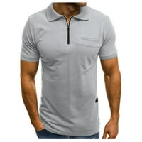 Мишуовоти машки т обични модни џебови ракави личност блуза краток тенок врв кошула машка блуза