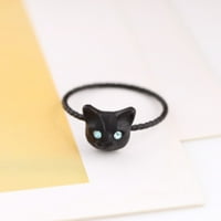 баок додатоци корејска верзија исклучителна симпатична реална мала мачка животински прстен за жени прстени црна