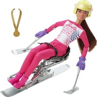 Барби Пара Алпски Скијач Кукла, Бринета Со Ски Облека, Трофеј И Зимски Спортски Додатоци
