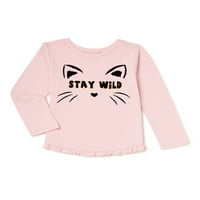 Garanimals Baby & Toddler Girls Leopard Print Sequin Долга ракав маица, големини 12M-5T