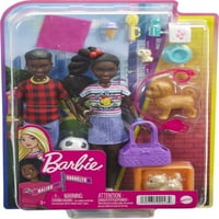Барби Потребни Се Две Кукли И Додатоци Со Кукли Брат И Сестра, Кученца За Миленичиња И 10 + Додатоци