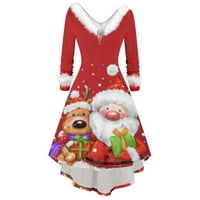 Кајануо Божиќ Партија Фустан За Жена Божиќ Печатење Цветни Долги Ракави Фустан Дозвола За Жени Долги Ракави Мода Тенок Одговара