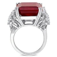 КТ за жени во Миабела создаде рубин 1- КТ мулти-форма дијаманти 14KT Бело злато коктел прстен