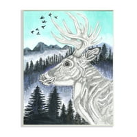 Indtries indtries elk молив молив портрет сина планинска шума пејзаж, 15, дизајн од Андреа Кочиш