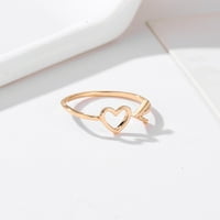 кеусн испрати пријатели подароци креативен рачен накит праска срце отворен прстен мода шуплива љубов опашка прстен в