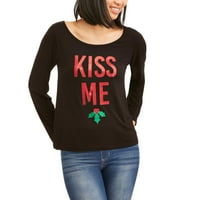 Искра на јуниорите Kiss Me Mistleto Holiday Brigmor Brignate Graphic Tee Wrace warce