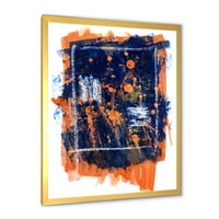 DesignArt 'морнарица сина и портокалова апстрактна' модерна врамена уметност печатење