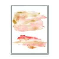 Апстрактни облаци поставени со розово злато беж и црвено врамено сликарско платно уметничко печатење